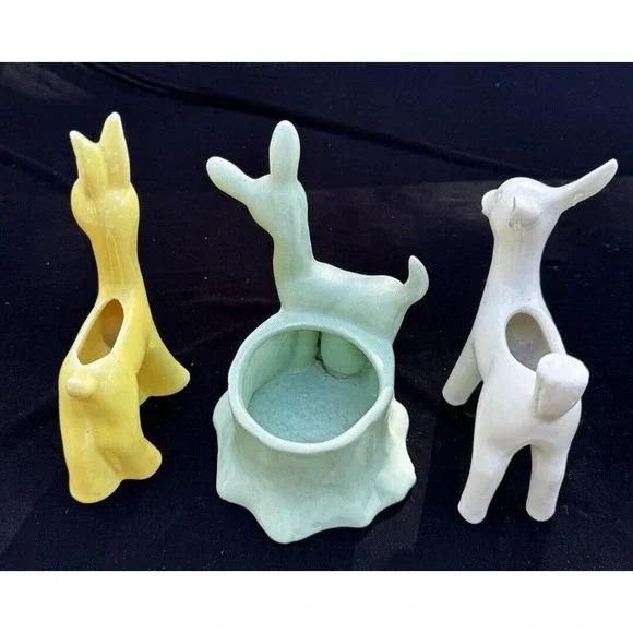 3 Vintage Haeger & Shawnee Pottery Deer Planters Excellent Condition! -A6